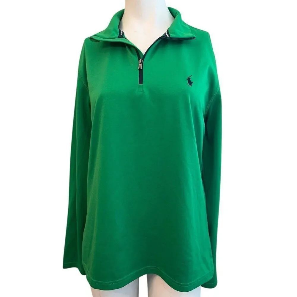 Ralph Lauren Ladies Medium Green Performance Golf 1/4 Zip Pullover Jacket